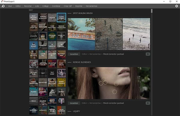 Pantalla de bienvenida de Photoscape X Windows